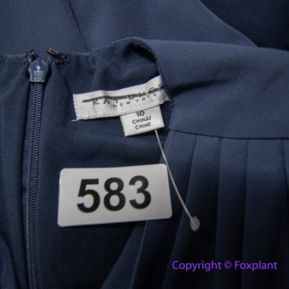 New!‎ Kay Unger Talia Column Gown navy blue, women size 10 - Picture 15 of 16